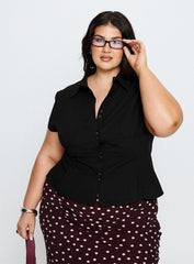 Cottesloe Blouse Top Textured Black Curve