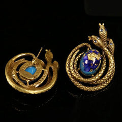Vintage Snake and Flower Brooch + Earrings