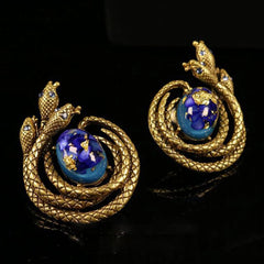 Vintage Snake and Flower Brooch + Earrings