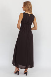Karine Pintuck Pleat Maxi Dress Black