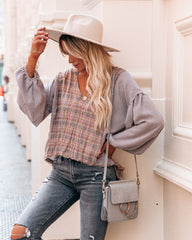 Elowen Cotton Frayed Plaid Top