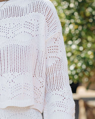 Francisco Cotton Blend Crochet Crop Top - Ivory