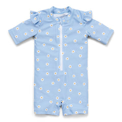 Badeanzug kurzarm Rüschen Daisies Blue | Little Dutch