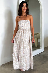 Hailey Maxi Dress - White floral