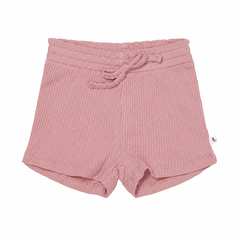Kinder Shorts Vintage Pink Gr. 74 aus Bio-Baumwolle Vorderansicht mit elastischem Bund