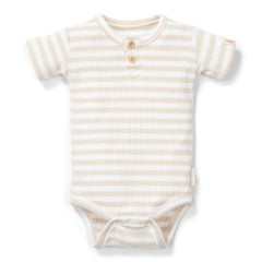 Kurzarmbody Sand Weiß gestreift für Babys