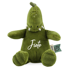 Personalisiertes Trixie Kuscheltier Baby Herr Dino mit Name – weicher Dino als individuelles Geschenk für Babys und Kinder