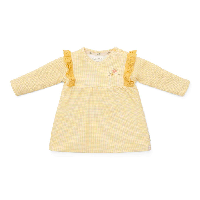 Little Dutch Langarm-Kleid Warm Yellow Check für Babys in den Größen 44 bis 74