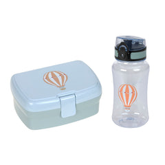 LÄSSIG Tiny Drivers Ballon Lunchset – blaue Brotdose mit herausnehmbarer Snackschale und auslaufsicherer Tritan-Trinkflasche