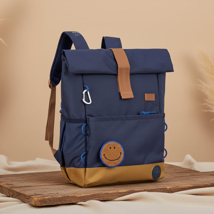 Lässig Little Gang Rolltop-Kinderrucksack Dunkelblau mit 12 bis 15 Liter Volumen