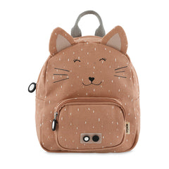 Trixie Kinder-Rucksack Frau Katze in Rot – kleiner wasserabweisender Tierrucksack mit Frontfach und gepolsterten Schultergurten