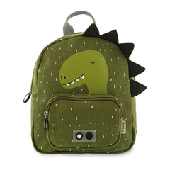 Trixie Kinder-Rucksack Herr Dino in Grün – kleiner wasserabweisender Tierrucksack mit Frontfach und gepolsterten Schultergurten