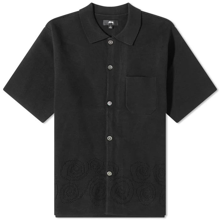 Stussy Perforated Swirl Knit S/S Shirt Black