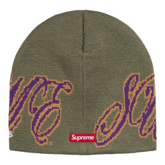 Supreme New Era Cursive Beanie Olive