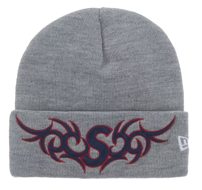 Supreme New Era Tribal S Logo Beanie Heather Grey