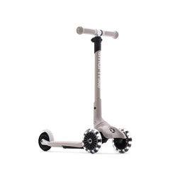 Xtend Mini+ Kinder Scooter in Beige mit leuchtenden LED Rädern, mitwachsend und höhenverstellbar für sicheres und stabiles Fahrverhalten im Alltag