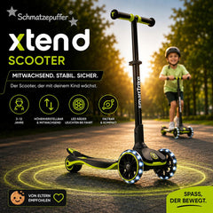 Kinder Scooter mit LED Rädern Lime mitwachsend faltbar im Outdoor Einsatz – moderner Kinderroller für Alltag und Freizeit