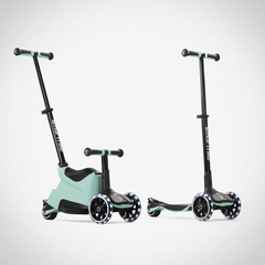 Mitwachsender Kinder Scooter 4 in 1 in Mint Grün – Ride-on mit Sitz und klassischer Scooter mit LED-Rädern für Kinder ab 12 Monaten bis 12 Jahre