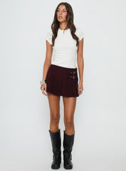 Academe Buckle Pleat Mini Skirt Currant