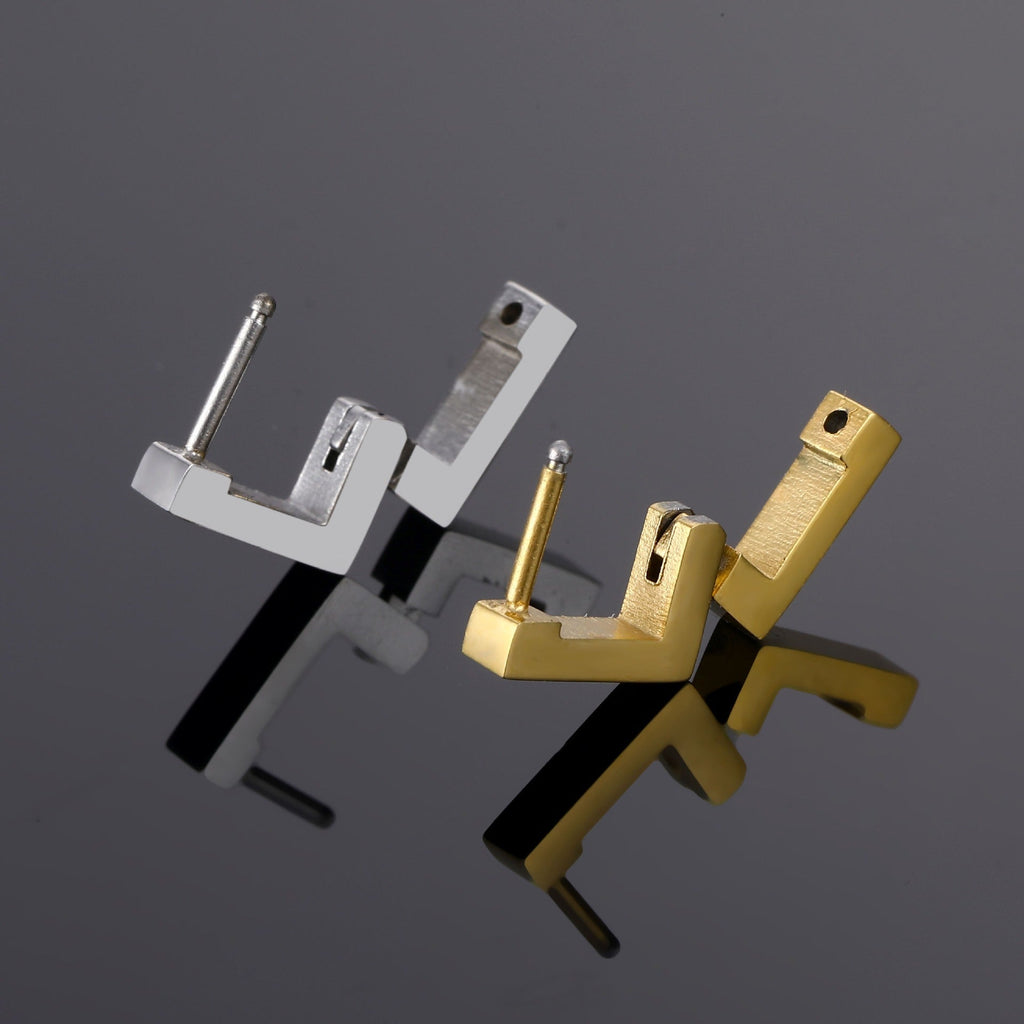 Geometric Smooth Titanium Steel Square Earrings