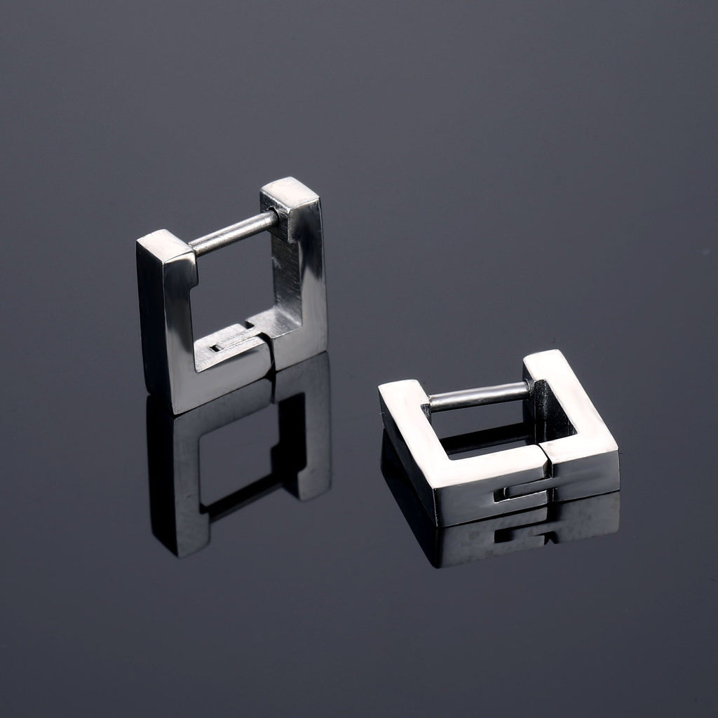 Geometric Smooth Titanium Steel Square Earrings