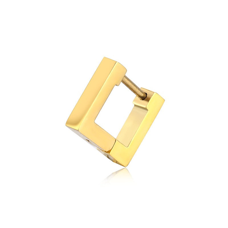 Geometric Smooth Titanium Steel Square Earrings