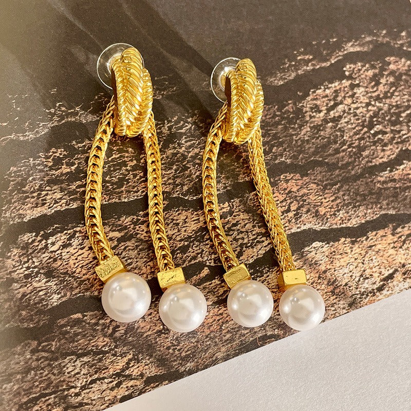 Medieval Golden Chain Tassel Earrings