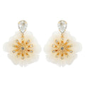 Chiffon Diamond Large Flower Earrings