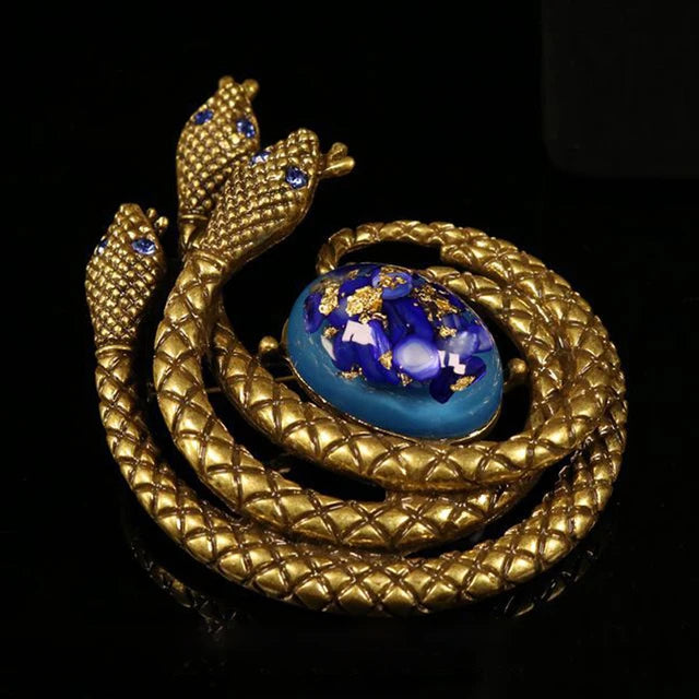 Vintage Snake and Flower Brooch + Earrings