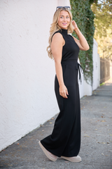 Mira Black Mock Neck Jumpsuit FINAL SALE