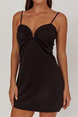 Keiosha Pleated Sweetheart Neckline Mini Dress Black