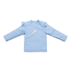 Bade-T-Shirt langarm ruches Blue Daisies | Little Dutch