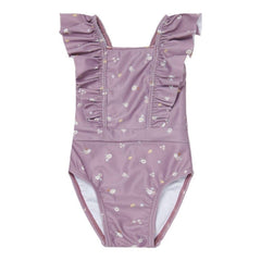 Badeanzug mit Volants, Mauve Blossom | Little Dutch