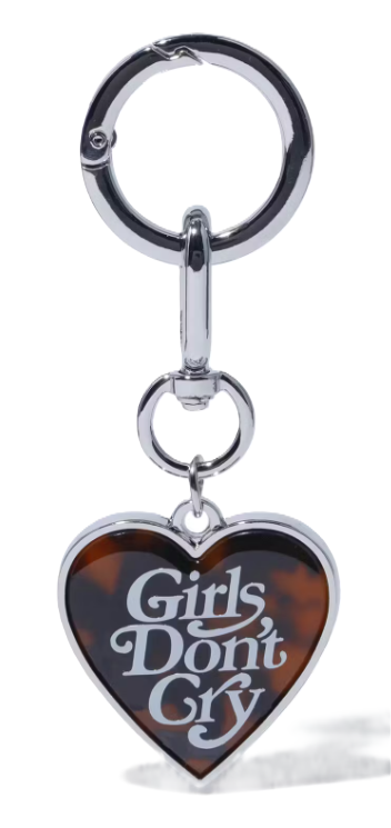 Girls Don't Cry Heart Keychain Silver