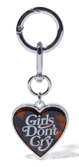 Girls Don't Cry Heart Keychain Silver
