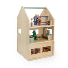 Trixie Spielhaus aus Holz mit Zubehör – dreistöckiges Rollenspielhaus mit Küche, Essbereich, Badezimmer und Stockbett