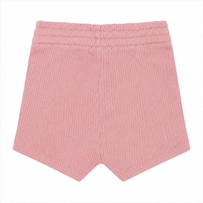 Kinder Shorts Vintage Pink Gr. 74 aus Bio-Baumwolle Rückansicht mit weicher Rippstruktur