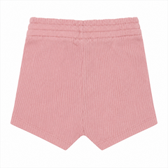 Kinder Shorts Vintage Pink Gr. 74 aus Bio-Baumwolle Rückansicht mit weicher Rippstruktur