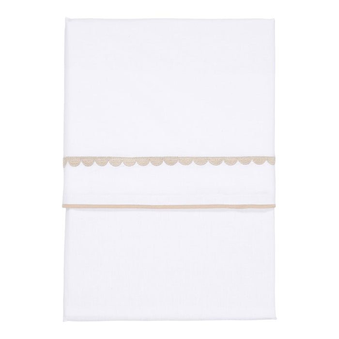 Kinderbettlaken Beige Rounded bestickt 110 x 140 cm | Little Dutch