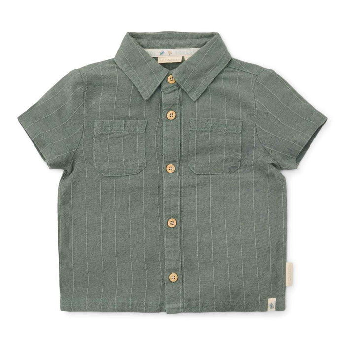 Little Dutch Kurzarm-Hemd Forest Green mit Kragen und Brusttaschen für Babys und Kinder