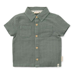 Little Dutch Kurzarm-Hemd Forest Green mit Kragen und Brusttaschen für Babys und Kinder