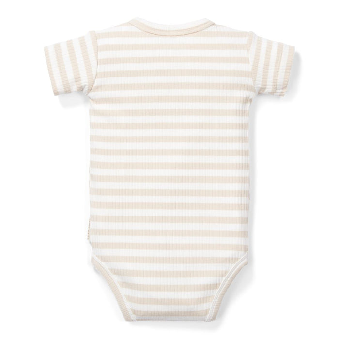 Kurzarmbody Sand Weiß gestreift für Babys