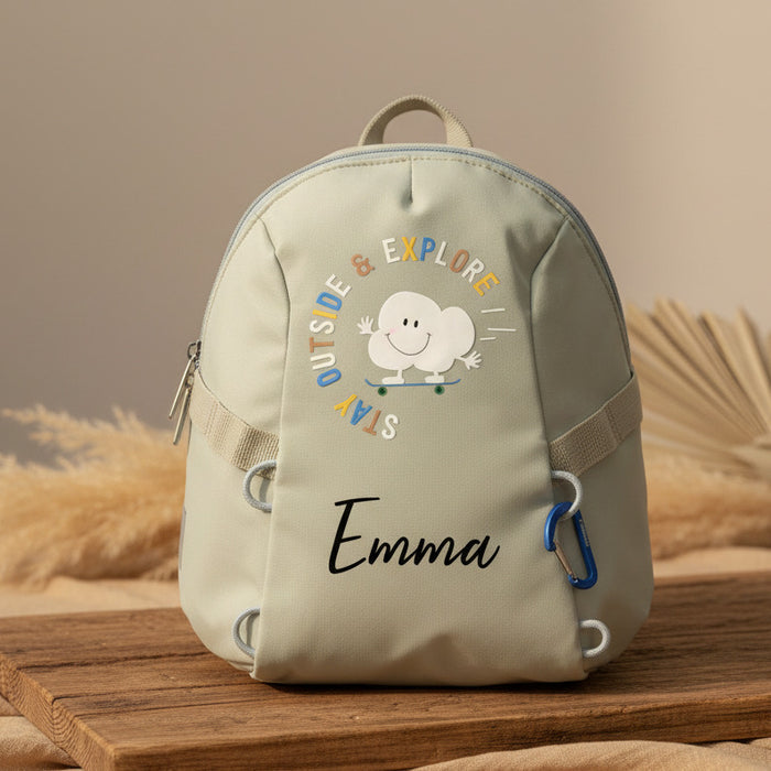 Lässig Tiny Outdoor Kindergartenrucksack Wolken Khaki mit 3,5 Liter Volumen