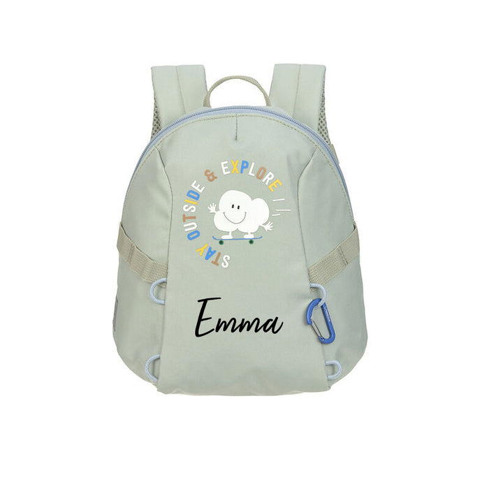 Lässig Tiny Outdoor Kindergartenrucksack Wolken Khaki mit 3,5 Liter Volumen