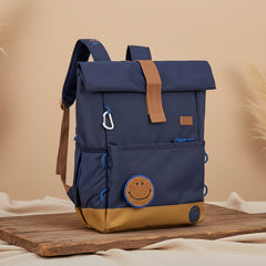 Lässig Little Gang Rolltop-Kinderrucksack Dunkelblau mit 12 bis 15 Liter Volumen