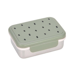 Lässig Edelstahl-Brotdose Happy Prints Olive mit Deckel und herausnehmbarem Trenner