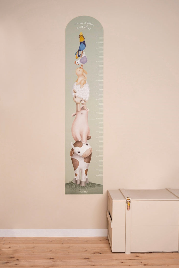 Little Dutch Little Farm Wachstumsmesslatte als Wandaufkleber – mehrfarbiger Sticker mit Bauernhofmotiven fürs Kinderzimmer