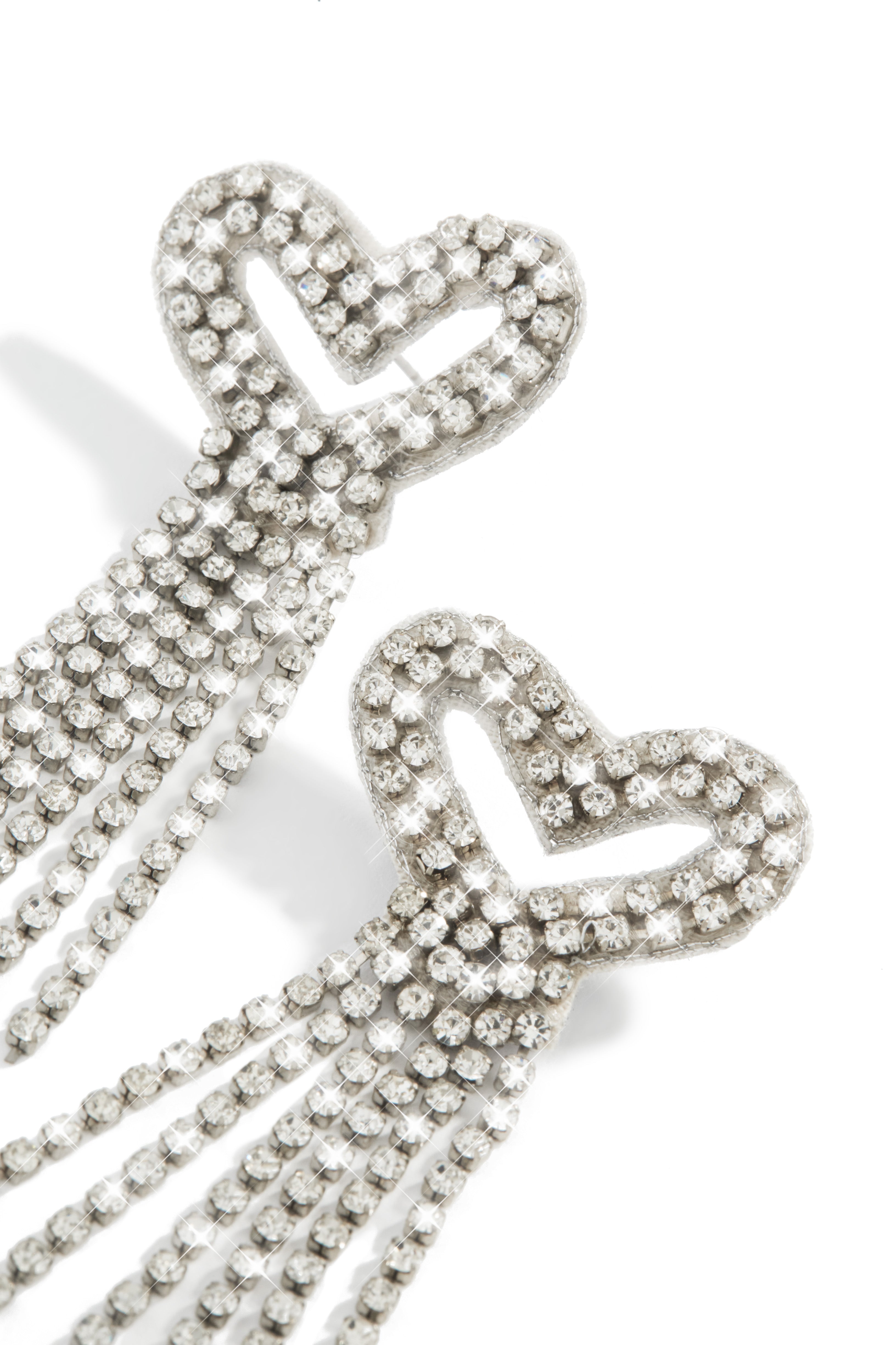 Mi Amore Embellished Dangle Earring - Silver
