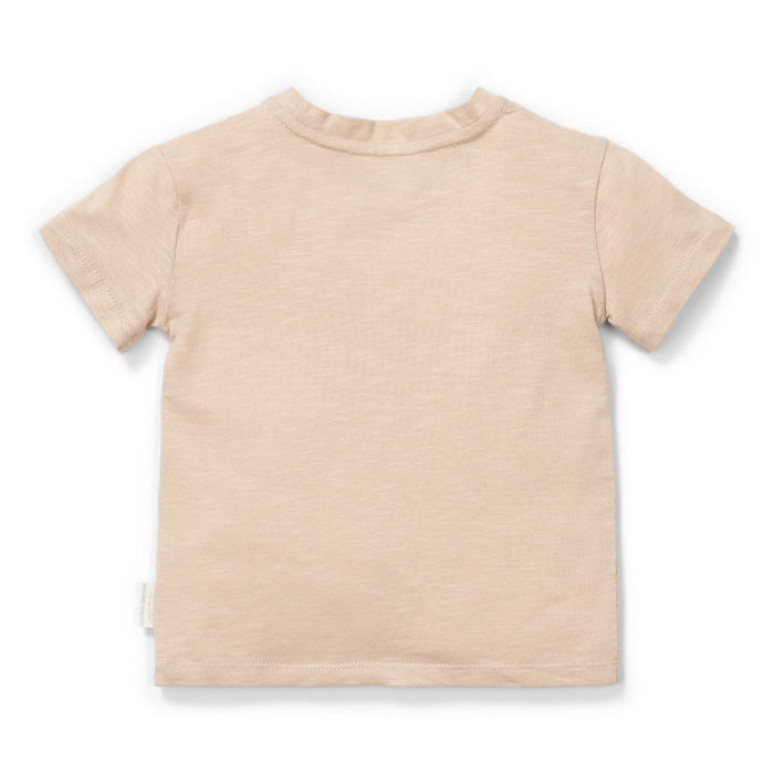 Beiges Kurzarm Kinder T-Shirt personalisierbar mit Namen als individuelles Geschenk für Mädchen und Jungen