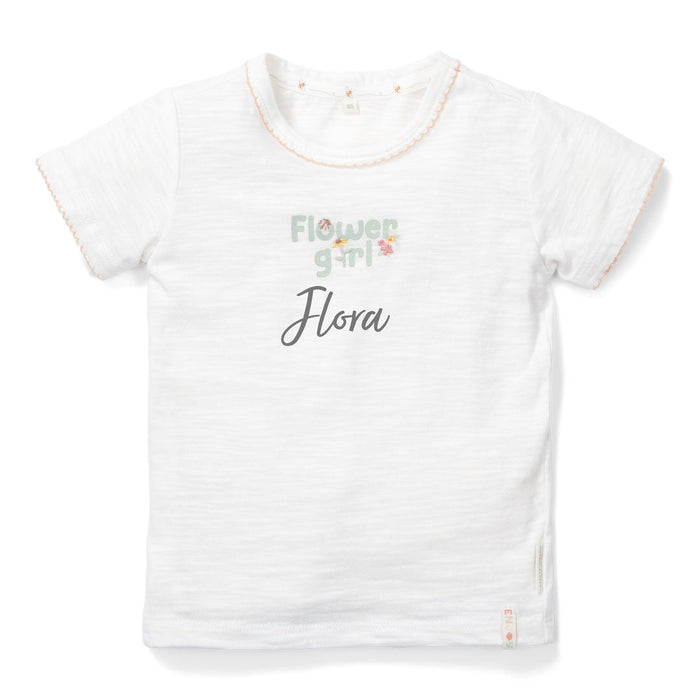 Personalisiertes Kinder-T-Shirt Flower Girl Weiß – Größe 74–104